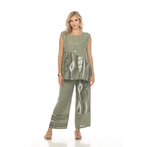 Olive Abstract Print Wide Leg Pant - Picture 5 of 5